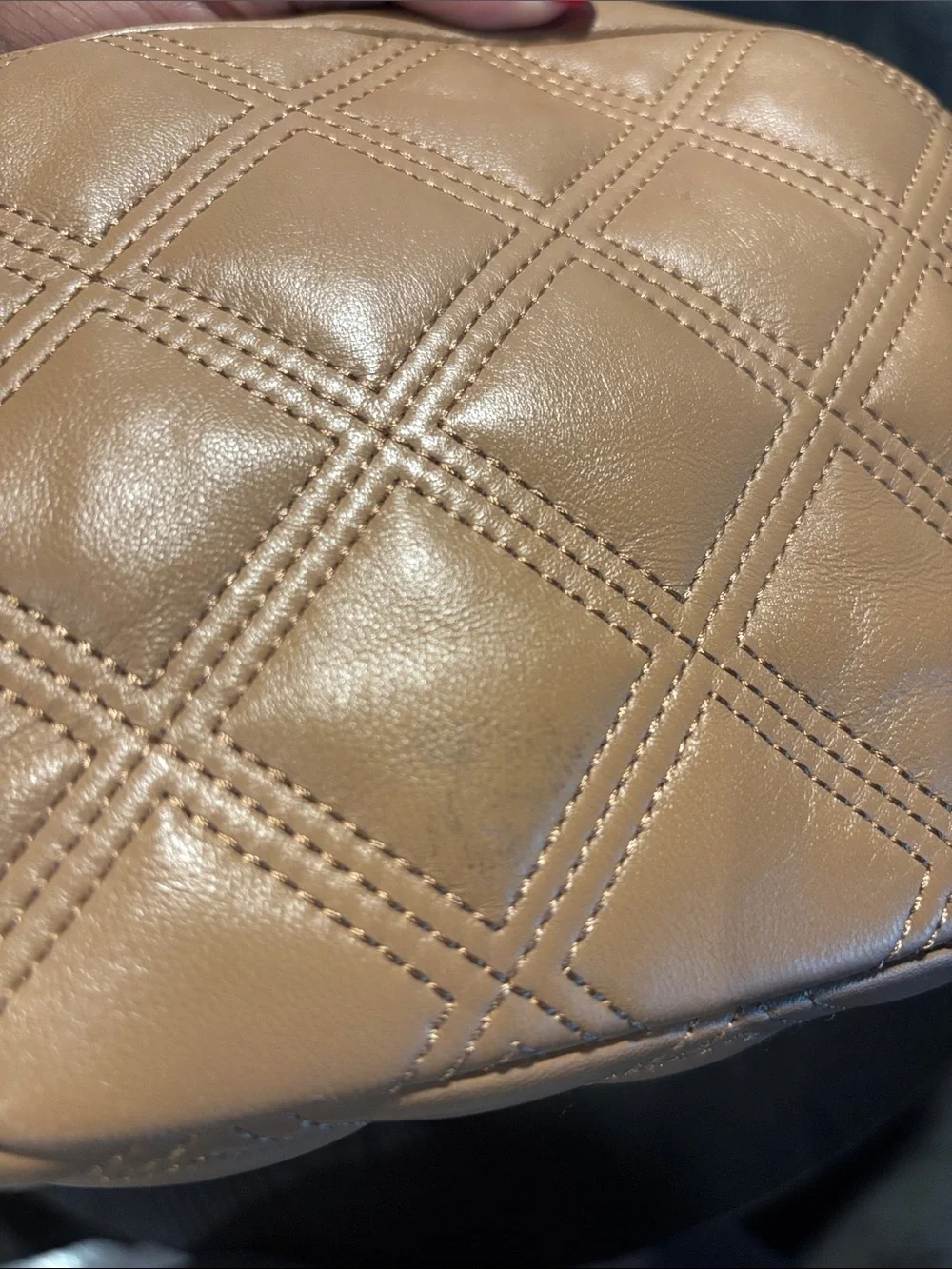 Tory Burch Tan Quilted Leather Crossbody Bag with Chain Strap
